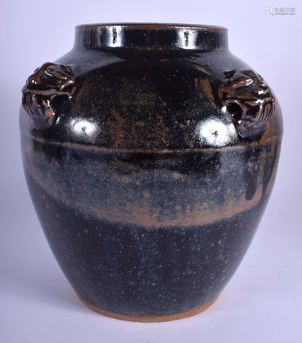 A CHINESE BROWN GLAZED STONE WARE JAR wi…