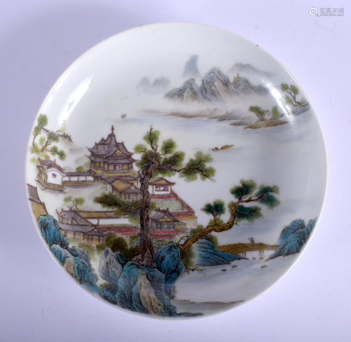 A CHINESE FAMILLE ROSE PORCELAIN SAUCER DI…