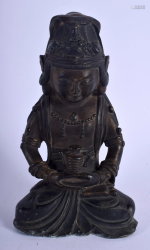 A CHINESE BRONZE FIGURE OF A SEATED BUDDHI…