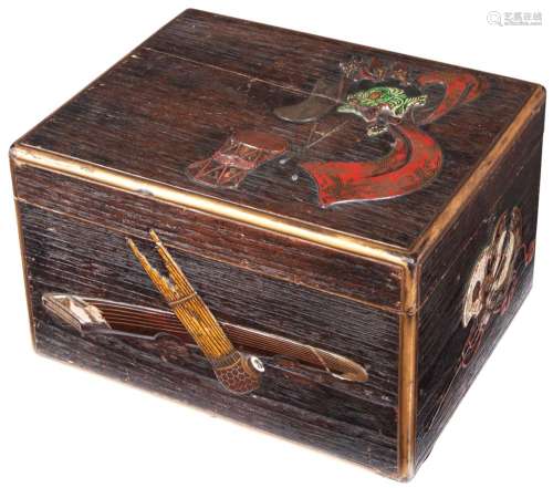 Japanese Lacquered Wood Accessory Box attributed to Ritsuo