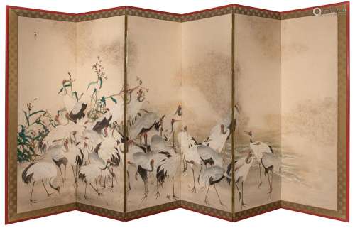 A Japanese Six-Fold Byobu Screen