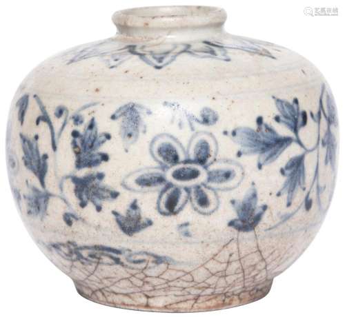 Southeast Asian Blue and White Glazed Pottery Jar