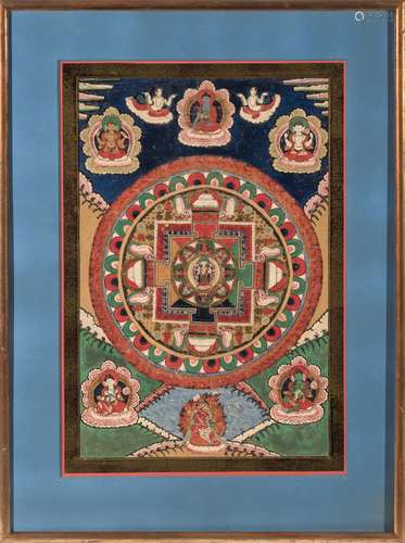 A Tibetan Painted Mandala Thangka