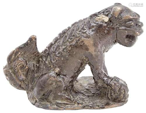 A Chinese Cast Bronze Fu Lion Weight
