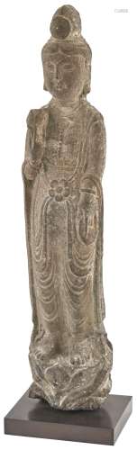 A Chinese Stone Figure of Standing Guanyin