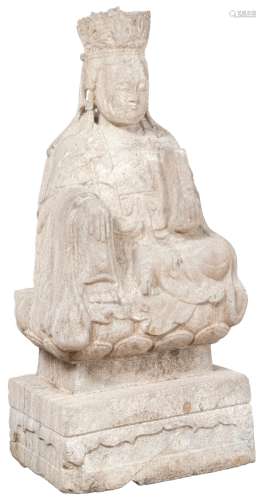 A Large Chinese Stone Carving of Guanyin