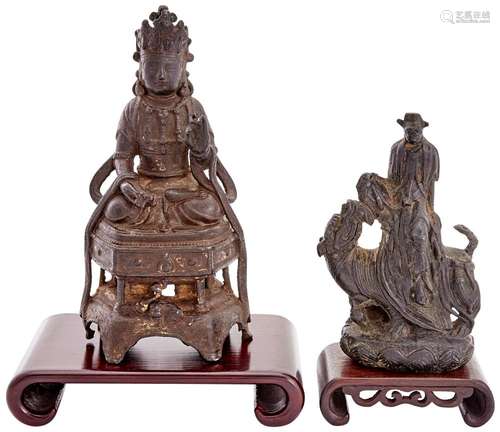 Two Chinese Bronze Figures of Guanyin