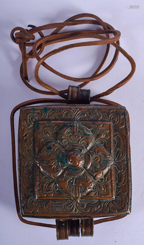 A TIBETAN COPPER BUDDHISTIC BOX. 8 cm squa…