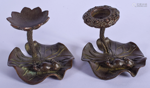 A PAIR OF JAPANESE BRONZE LOTUS PODS. 6 cm …