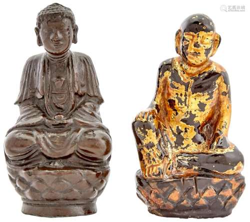 Two Chinese or Southeast Asian Lacquered Bronze Buddhas
