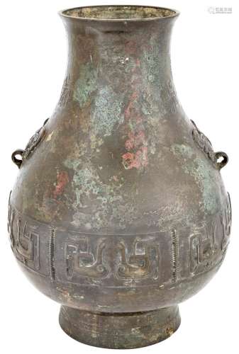 A Chinese Archaistic Bronze Hu Vase