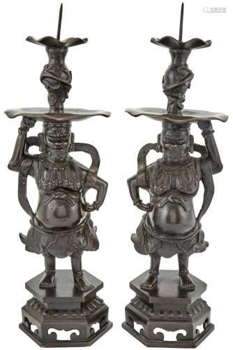 A Pair of Chinese Bronze 