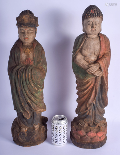 A LARGE PAIR OF CHINESE POLYCHROMED W…