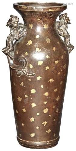 A Chinese Gold-Splashed Bronze Vase