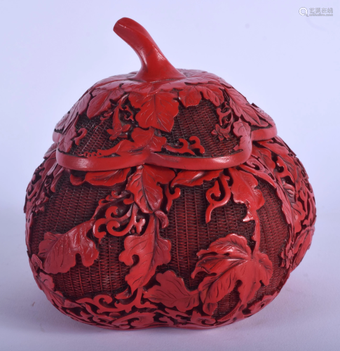 A 1930S CHINESE RED LACQUER MELON FORM BOX…