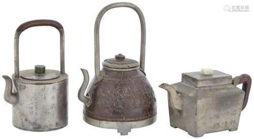 Three Chinese Pewter Teapots