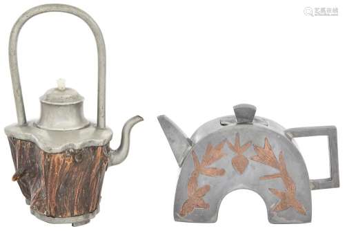 Two Chinese Pewter-Encased Teapots