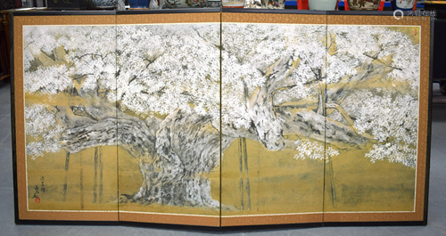 A SET OF FOUR JAPANESE FOLDING SCREENS…