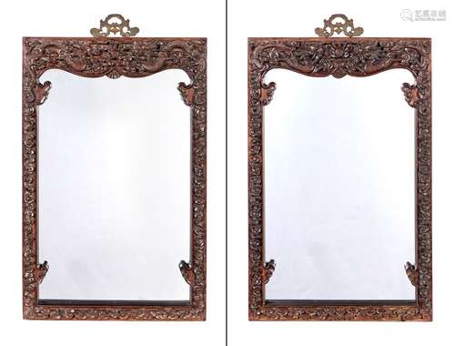 A Fine Pair of Chinese Carved Hardwood Frames