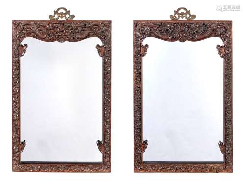 A Fine Pair of Chinese Carved Hardwood Frames