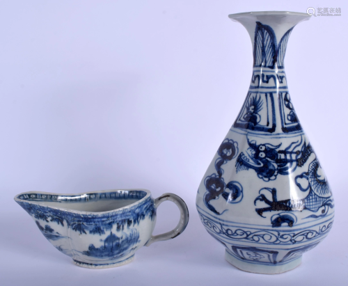 A CHINESE BLUE AND WHITE OCTAGONAL VASE 20…
