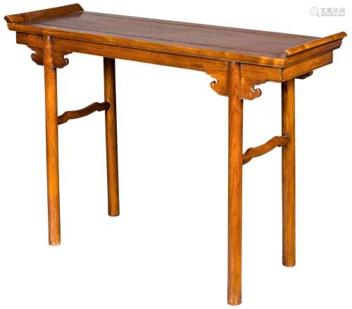 A Chinese Huanghuali Recessed-Leg Table