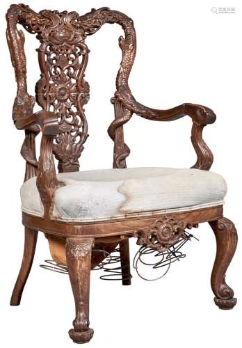 An Unusual Chinese Hardwood 'European' Armchair