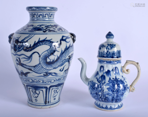 A CHINESE BLUE AND WHITE DRAGON VASE 20th C…