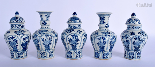 FIVE 19TH CENTURY CHINESE BLUE AND WHITE V…