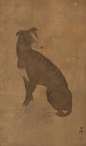A Chinese Ink and Color Painting of a Hound