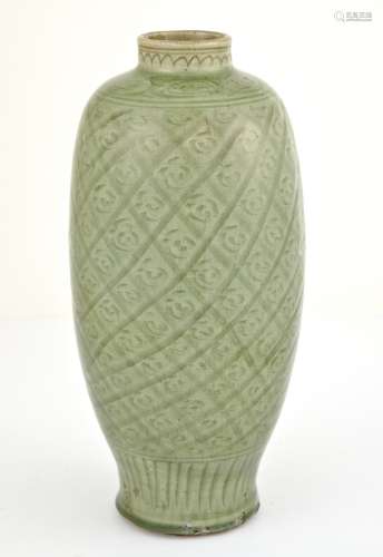 A Chinese Carved Longquan Celadon Vase