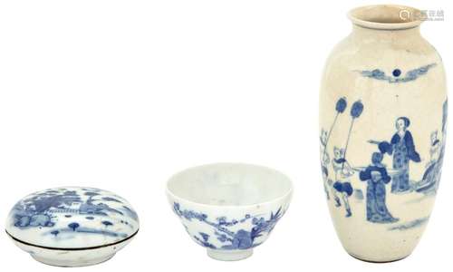 Three Chinese Blue and White Porcelain Vessels