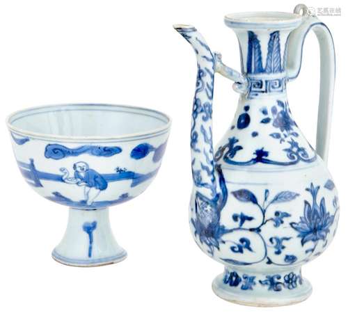 Two Chinese Blue and White Porcelain Vessels