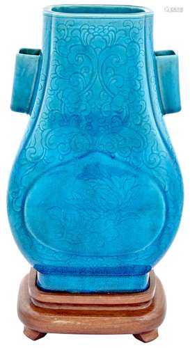 A Chinese Turquoise Glazed Porcelain Hu Vase