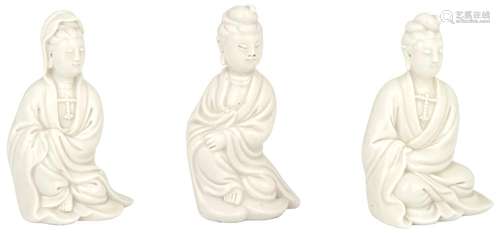 Three Chinese Dehua Porcelain Figures of Guanyin