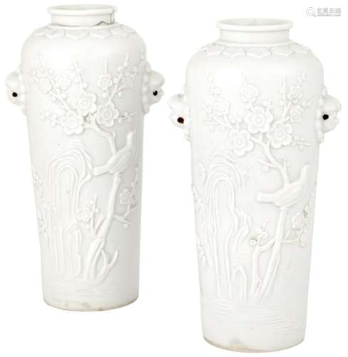 A Pair of Chinese White-Glazed Porcelain Vases