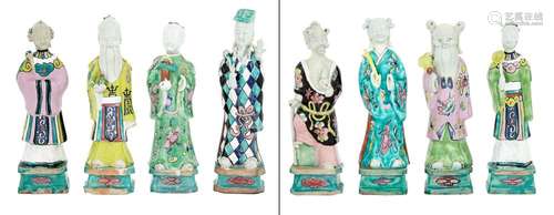 A Rare Set of Eight Chinese Porcelain Figures Depicting the Daoist Immortals