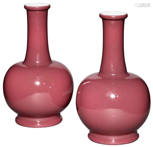 A Pair of Chinese Mauve Monochrome Porcelain Vases