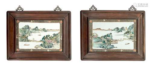 A Pair of Chinese Enameled Porcelain Plaques