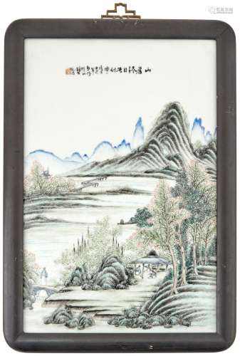 A Chinese Enameled Porcelain Landscape Plaque