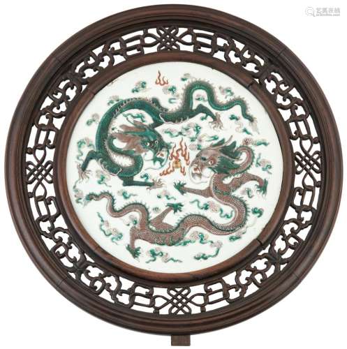A Chinese Enameled Porcelain Circular Plaque