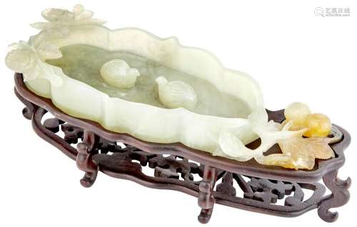 A Chinese Carved Jade Brush Washer