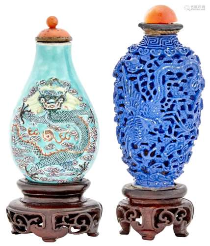 Two Chinese Porcelain Snuff Bottles