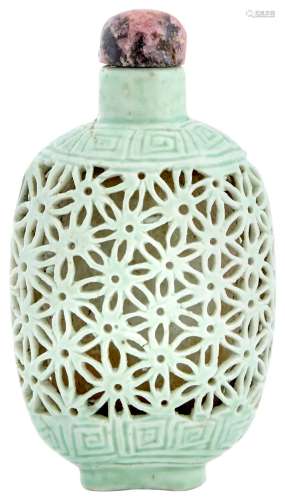 A Chinese Green Glazed Porcelain Snuff Bottle