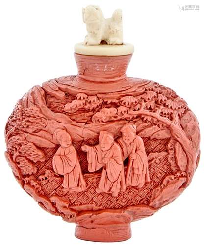 A Chinese Cinnabar Lacquer Snuff Bottle