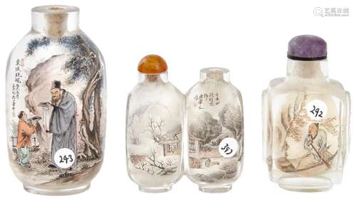 Group of Three Chinese Inside Painted Glass Snuff Bottles