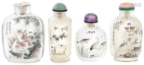 Four Chinese Inside-Painted Snuff Bottles