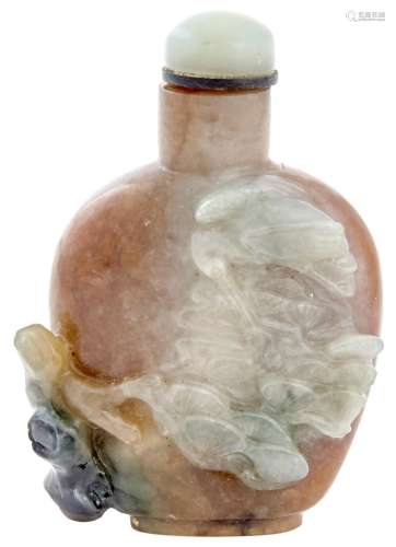 Chinese Celadon and Russet Jade Snuff Bottle