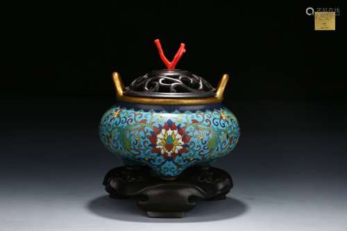 Chinese Qing Dynasty Cloisonne Incense Burner