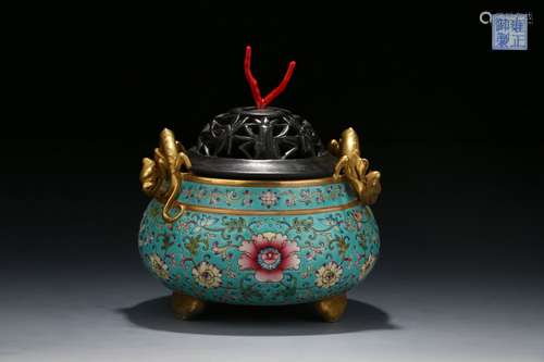 Chinese Cloisonne Binaural Incense Burner In Qing Dynasty